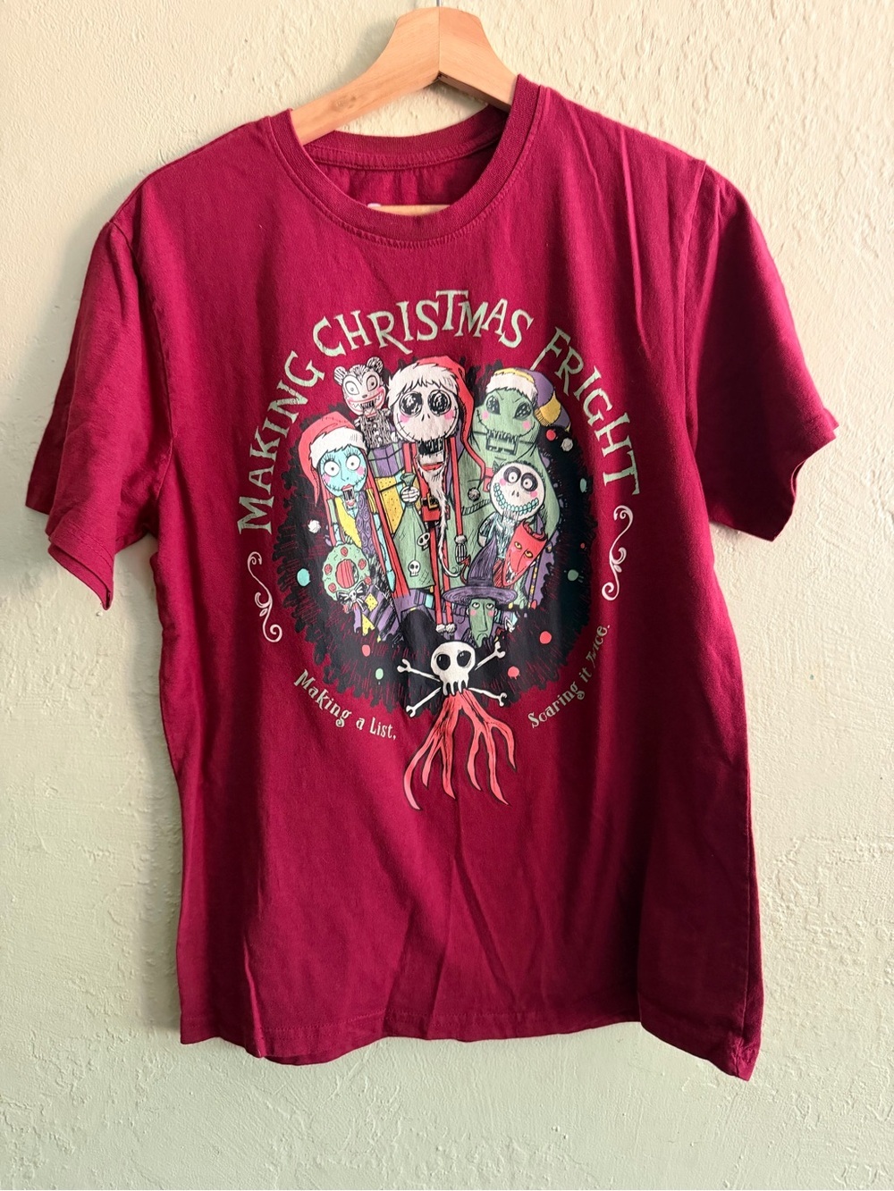 Disney Short Sleeve Graphic Tee - Burgundy with Multi-Color Print